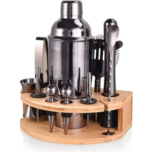12 Parça 750ML Kokteyl Çalkalayıcı Seti - Siyah (Yurt Dışından)
