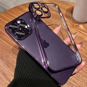 iPhone 14 Pro Kılıf Lens ve Hoparlör Toz Koruma Filtreli Sert Ultra Ince Kenarları Renkli Arkası Sararmaz Şeffaf