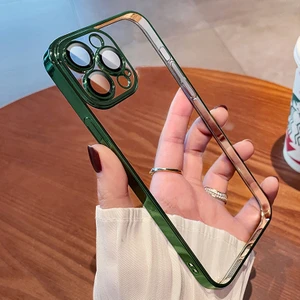 iPhone 14 Pro Kılıf Lens ve Hoparlör Toz Koruma Filtreli Sert Ultra Ince Kenarları Renkli Arkası Sararmaz Şeffaf