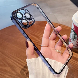 iPhone 14 Pro Kılıf Lens ve Hoparlör Toz Koruma Filtreli Sert Ultra Ince Kenarları Renkli Arkası Sararmaz Şeffaf