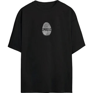 The Wert Unisex Unıque Baskılı Siyah Oversize Tshirt