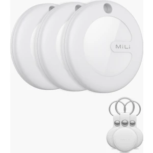 Mitag (3'lü Paket) Apple Uyumlu - Apple MFI Lisanslı-Deri Kılıflı Anahtarlık Konum Takip Cihazı - Beyaz