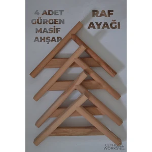 Lethe Works Raf Ayağı, Gürgen Ahşap raf ayağı (4 Adet) (Natural)