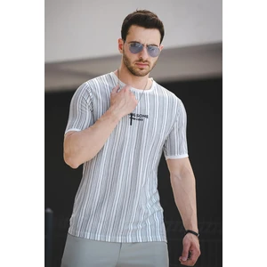 Bring Some Baskılı Çizgili Slim Fit Likralı Erkek Tshirt