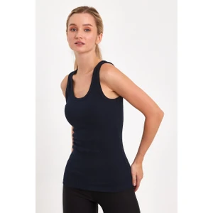 Amazing Crash Lacivert Fitted/vücuda Oturan Havuz Yaka Fitilli Esnek Örme Atlet