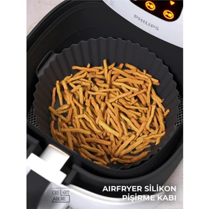 Creart Home Crearthome Siyah Airfryer Silikon Pişirme Kabı 20X5 cm Bpa Içermez Airfryer Pişirme Kağıdı Aksesuar Kalıbı