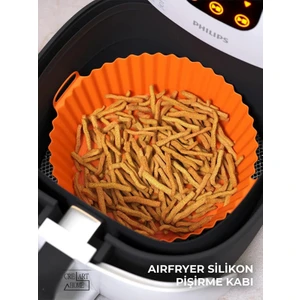 Creart Home Crearthome Siyah Airfryer Silikon Pişirme Kabı 20X5 cm Bpa Içermez Airfryer Pişirme Kağıdı Aksesuar Kalıbı