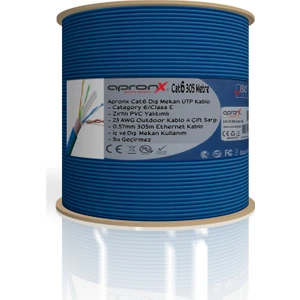Cat6 23AWG 305M Outdoor 0,57MM  Mavi Utp Kablo