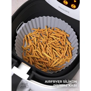 Creart Home Airfryer Silikon Pişirme Kabı 20X5 cm Bpa Içermez Tüm Airfryer'lere Uyumlu Pişirme Kağıdı Gri