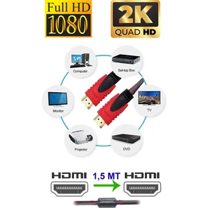1,5 Metre Örgülü HDMI Kablo - 1.5 Metre HDMI to HDMI Kablo Örgülü Form