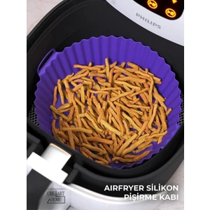Creart Home Airfryer Silikon Pişirme Kabı 20X5 cm Bpa Içermez Tüm Airfryer'lere Uyumlu Pişirme Kağıdı Mor