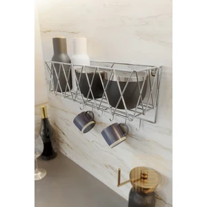Boz Concept Home  Yapışkanlı Paslanmaz Mutfak Rafı Lüks Modern Mutfak Düzenleyici Kancalı Sepet Organizer