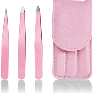 Cımbız Seti Paslanmaz Çelik Kavisli Uçlar ve Cımbız Pembe 3'lü Set B (Yurt Dışından)