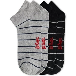 Lee Cooper Blake Erkek 2'li Patik Çorap Lacivert Çizgili-Gri Melanj Çizgili