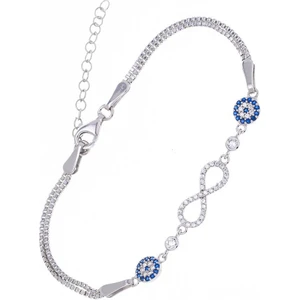 Nazar Boncuğu Sonsuzluk Model Zirkon Taşlı 925 Ayar Gümüş Kadın Bileklik