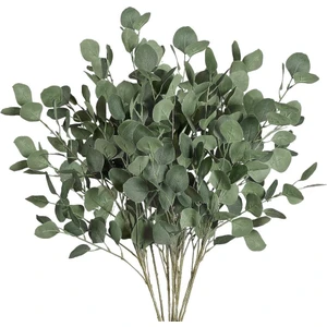 Yapay Çiçek Yeşil Okaliptus Tek Dal Kumaş Yapraklı Uzun Dal 80CM Eucalyptus