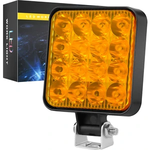 Off Road Traktör Tir Kamyon Sis Fari Ve Çalışma Lambası 16 Led Kare Plastik Kasa 3 Inç 84 MM