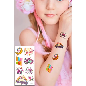 BP Tattoo Unicorn Dünyası Rengarenk Geçici Kız Çocuk Dövmesi
