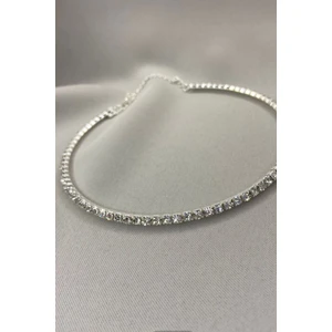 Limezon Gümüş Renk Zirkon Kadın Su Yolu Choker Kolye - 2405