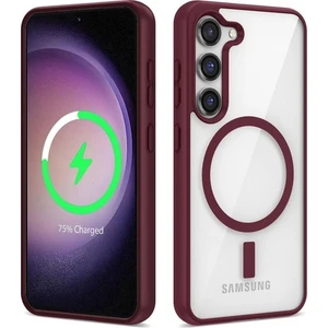 Case 4U Samsung Galaxy S23 Plus Kılıf Kamera Çıkıntılı Magsafe Wireless Şarj Özellikli Ege Kapak Koyu Kırmızı