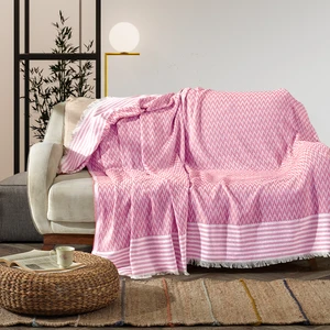 Zigzag Natural Keten Koltuk Örtüsü | Koltuk Şalı Çekyat Örtüsü