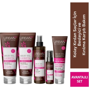 Urban Care Argan Yağı ve Keratinli Vegan Saç Bakım Seti – Kolay Kırılan ve Yıpranmış Saçlar için Onarıcı Etki