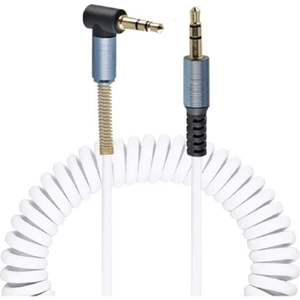 Ata Elektronik 1.8 Metre Spiralli Beyaz Renk L Tip 3.5mm Aux Kablosu 3.5 mm Altın Uçlu Jak 1.8mt - 3.5mm