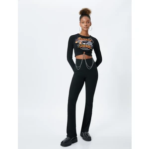 Tayt Pantolon İspanyol Paça Beli Lastikli