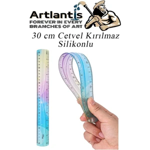 Kırılmaz Cetvel 30 cm Silikonlu Gökkuşağı 1 Adet Flexible Silikonlu Cetvel Büro Okul Sınıf