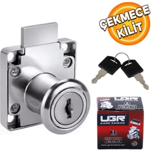 Ugr Kare Mobilya Çekmece Dolap Kilidi Nikel Krom 2 Anahtarlı Kilit 4x4 cm 22 mm