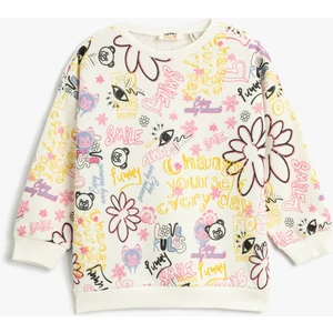 Sweatshirt Baskılı Bisiklet Yaka Uzun Kollu Şardonlu