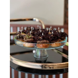 Ayaklı Şeffaf Cam Sunum Tabağı 28 cm