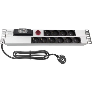 10'li Schuko Sigortalı Volt/Amper Göstergeli Rack Kabin Prizi PDU