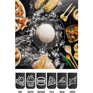 Chef Desing Silikon Hamur Açma Matı Ölçülü Isıya Dayanıklı Hamur Yoğurma Matı Renkli Mutfak Pasta Fırın Altlığı