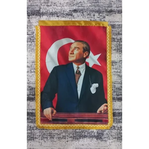 Atatürk Ayyıldız Baskılı Portre Bayrak Afiş