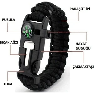 Real West Survival Kamp Bileklik Düdük Çok Amaçlı