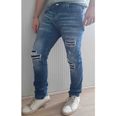 Amırı Denim Pamuklu Yırtık Detaylı Normal Bel Fit Cool Jeans Fiyatı