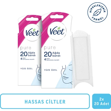 Veet Pure Hipoalerjenik Sir Ağda Bandı Yüz Bölgesi 20'li X