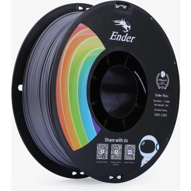 Creality Ender 1.75MM Gri PLA+ Filament 1kg Düşük Büzülme Oranı ile Mükemmel