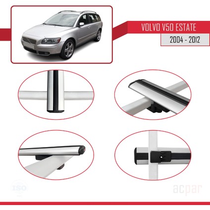 Volvo V50 Estate 2004-2012 Arası ile Uyumlu Basıc Model Ara Atkı Tavan Barı Gri fırsatları