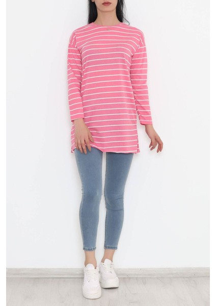 Shopamani Çizgili Tunik Pembe - 11313.1567.