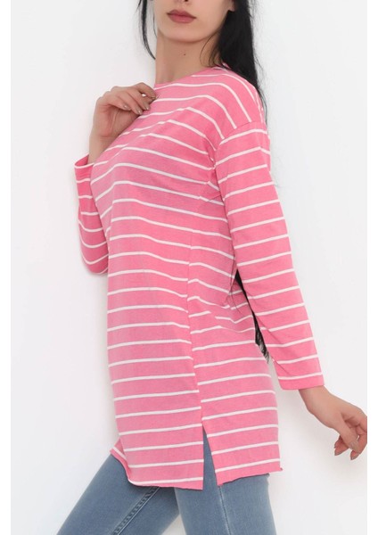 Shopamani Çizgili Tunik Pembe - 11313.1567.