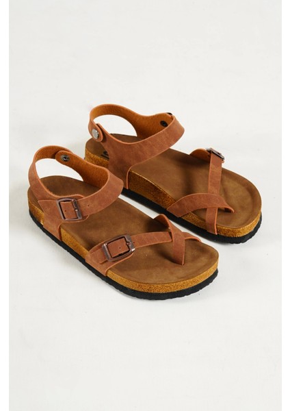 Brendi Tek Parmak Taba Süet Sandalet modelleri
