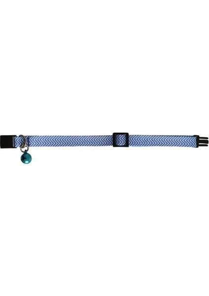 Pettagart Güvenlik Kilitli Ayarlanabilir Mavi Beyaz Desenli Yumuşak Doku Kedi Boyun Tasması 22-30 cm