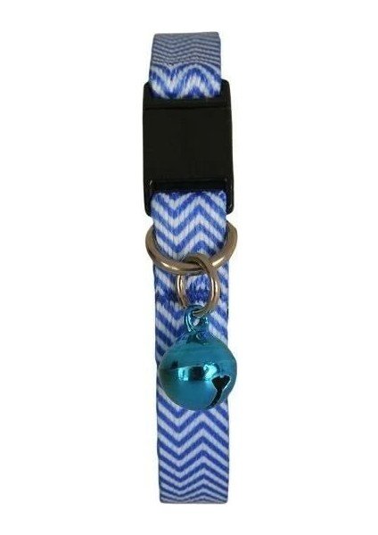 Pettagart Güvenlik Kilitli Ayarlanabilir Mavi Beyaz Desenli Yumuşak Doku Kedi Boyun Tasması 22-30 cm