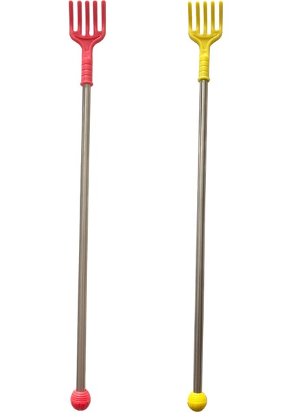 2'li Metal Saplı Sırt Kayışıcı Sırt Kaşıma Çubuğu Sarı Kırmızı