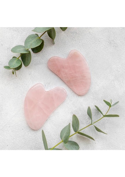 Pembe Kuvars Gua Sha %100 Orjinal Yüz Masaj Aleti