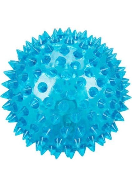 Yumuşak Dikenli Sesli Duyu Topu, Kauçuk Dikenli Top 9 cm Mavi