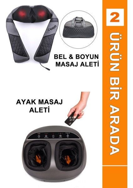 Ayak Masaj Aleti Refleksoloji Masajı 3D Masaj + Boyun - Bel - Sırt Masaj Aleti - 2'si 1 Arada