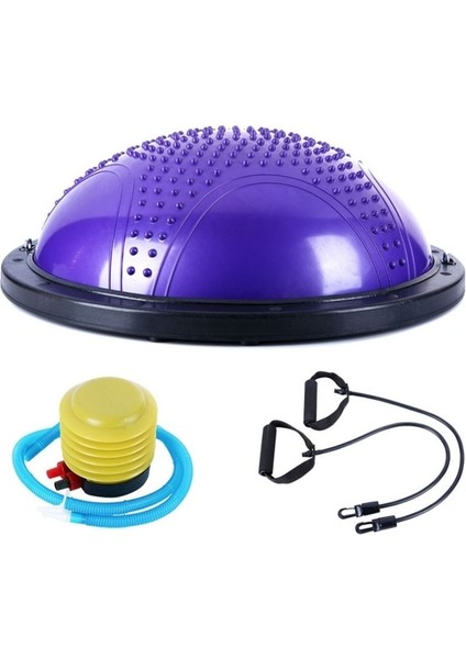 Dikenli Masaj Nokta Bosu Ball, Denge Yarım Pilates & Yoga Topu Mor